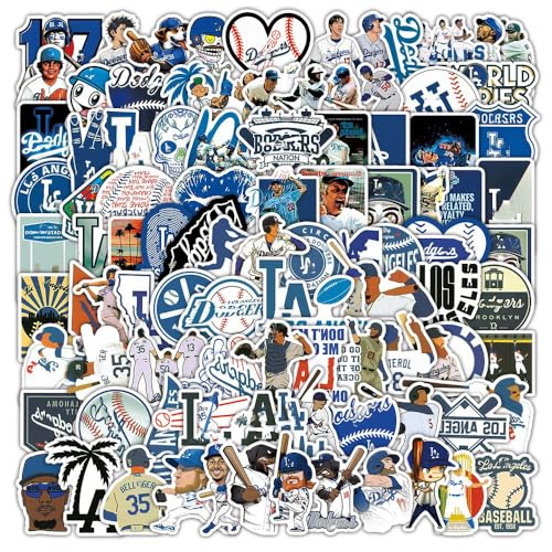 100 PCS Los Angeles Dodgerzzz Stickers Baseball Colorful Aesthetic Decals Vinyl Sticker Waterproof for Water Bottle Computer Laptop Luggage Phone Car Skateboard Bumper 2-3 inches