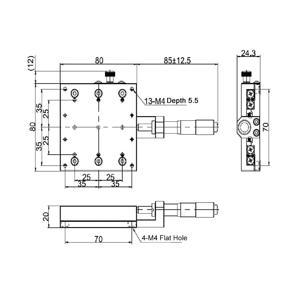 X Etapa Lineal, Deosdum X Y Tisch X Mikrometer Manuelle Feinabstimmung Kreuzrollen-Präzisions-Lineartische 80 X 80 Mm Mikrometer-Positionierungsschlitten