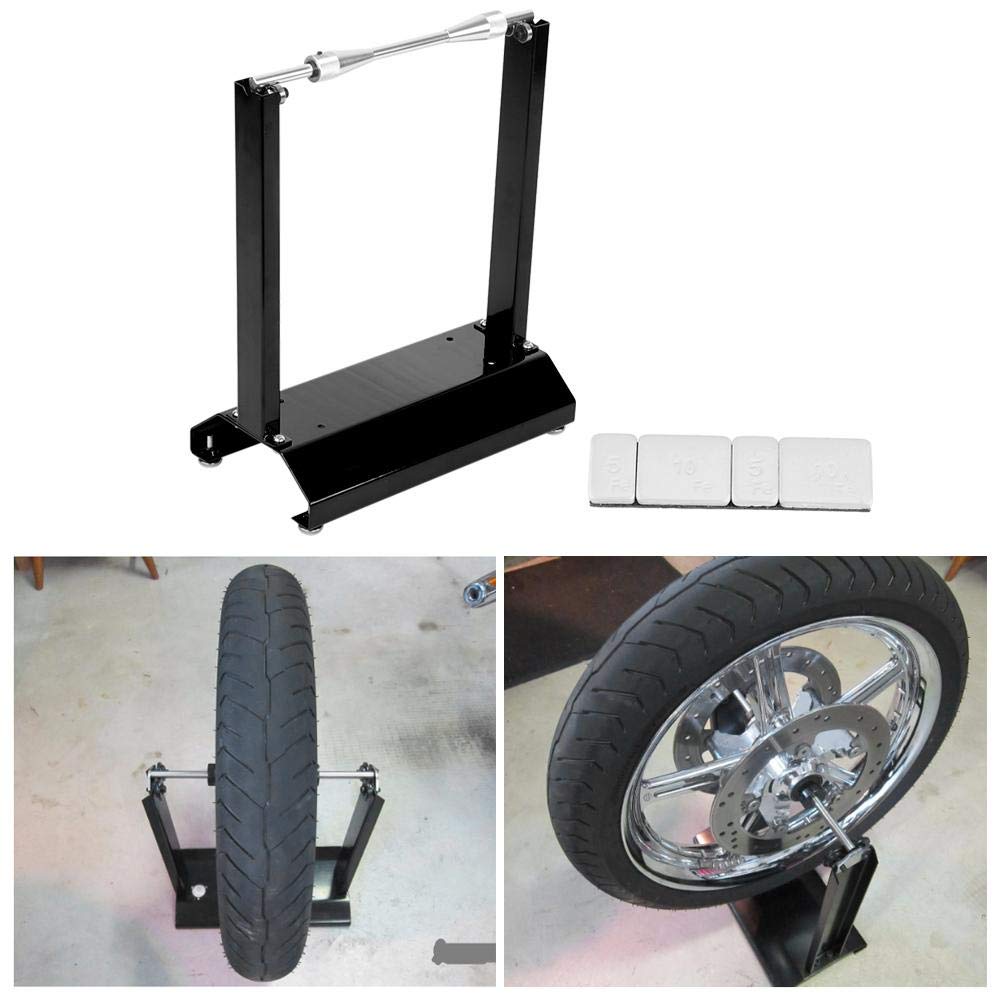 Wheel Balancer, Motorcycle Motorbike Wheel Tyre Balancer Balancing Stand Maintenance Rack Track Paddock(Black)