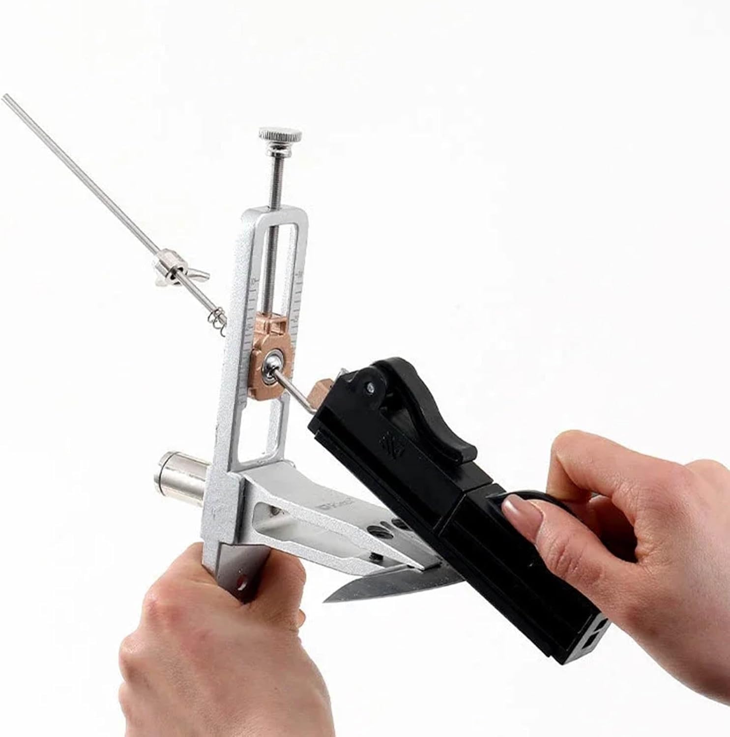 Affilacoltelli Professionale, Affilatore Coltelli Professionale 15-30° Angolo Regolabile, Sistema di Affilatura Coltello con 12 Pietre Abrasive, per Uso Interno Esterno, per Cucina Campeggio