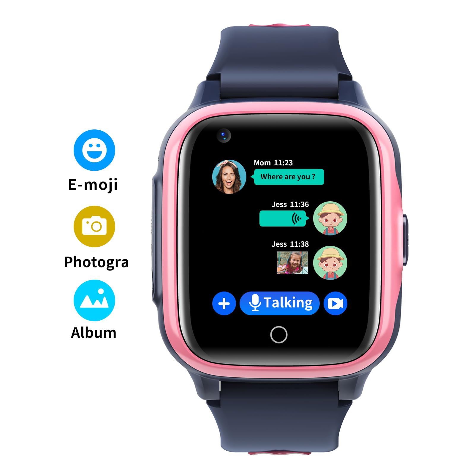 Smartwatch Bambini GPS 4G con WiFi Videochiamata SOS Camera Impermeabile Messaggio Sveglia Cronometro Modalità Classe Lettore Musicale Notifica Vibrazione Regalo per Ragazzi e Ragazze