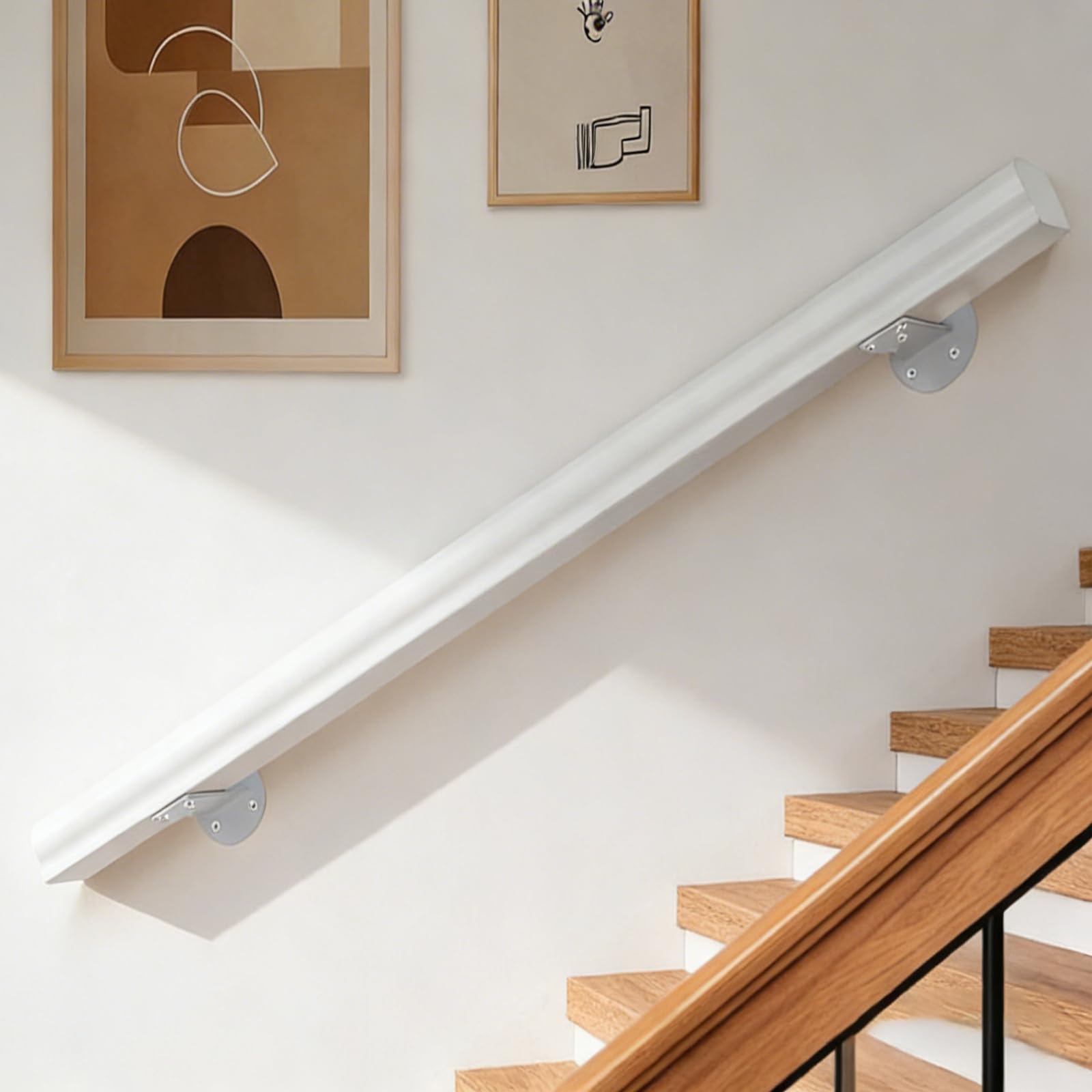 Photo 1 of Wooden Handrails, 1-14ft Non-Slip Staircase Handrail,Wall Mounted Barrier-Free Staircase Grab Bar for Elderly, for Home Garden Corridor Lofts Kindergarten Guardrail Decking Railings (5FT)