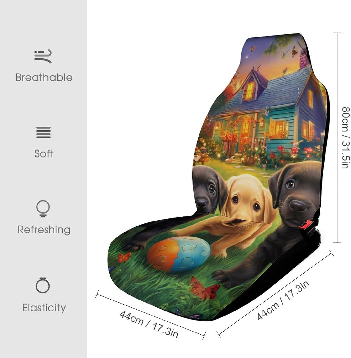 Puppies Dog Play TIme Car Seat Covers Universal Car Front Seats Protector Auto Interior Accessories 2PCS