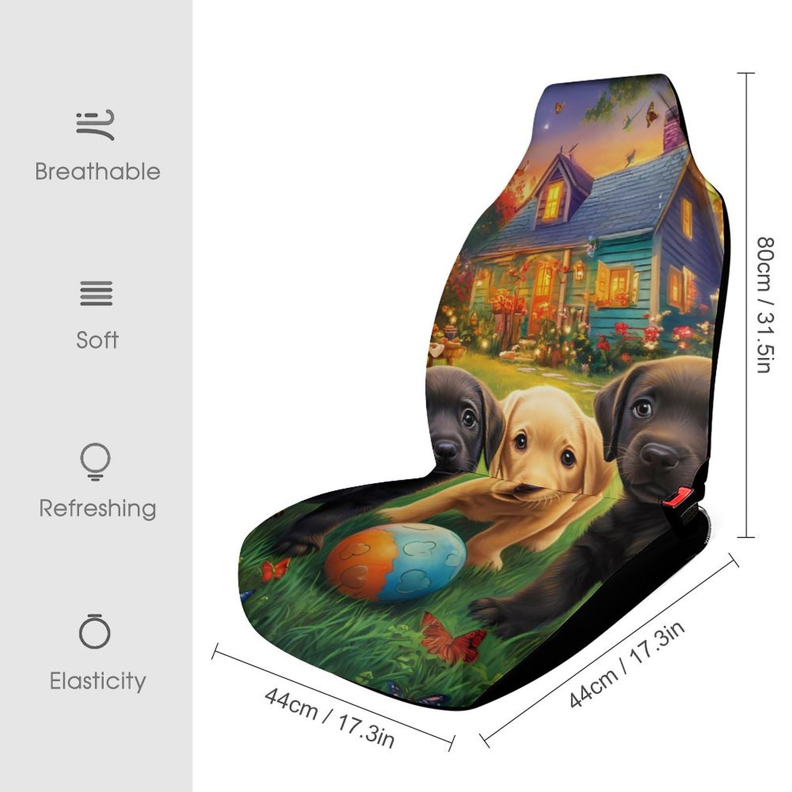 Puppies Dog Play TIme Car Seat Covers Universal Car Front Seats Protector Auto Interior Accessories 2PCS