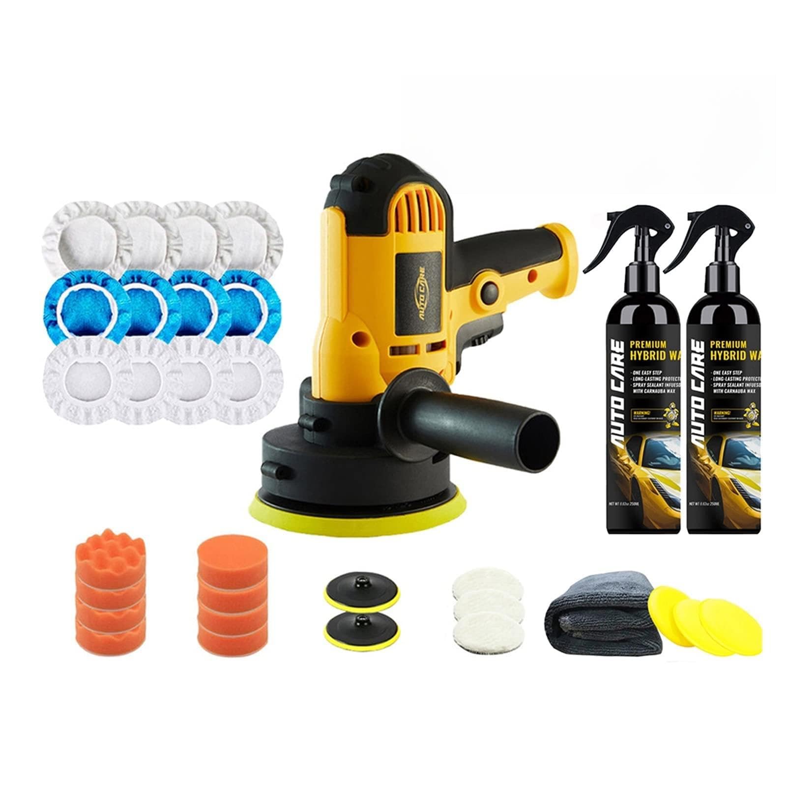 LNHHG Electric Car Polishing Machine Small Polisher 600W Portable Auto Polish Waxer Sanding Tool(24pcs with sprayer)