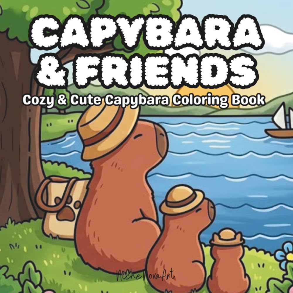 Capybara & Friends: Coloring Book for Adults and Kids (Cozy Animal Coloring Collection): Cozy & Cute Capybara Coloring Book