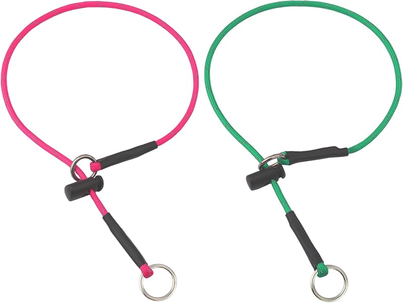 Coleira de Enforcamento para Cães FURSDOLY em Corda Paracord Refletiva com Stopper e Argola de Aço Inoxidável, Hot Pink & Green, 45,72 cm