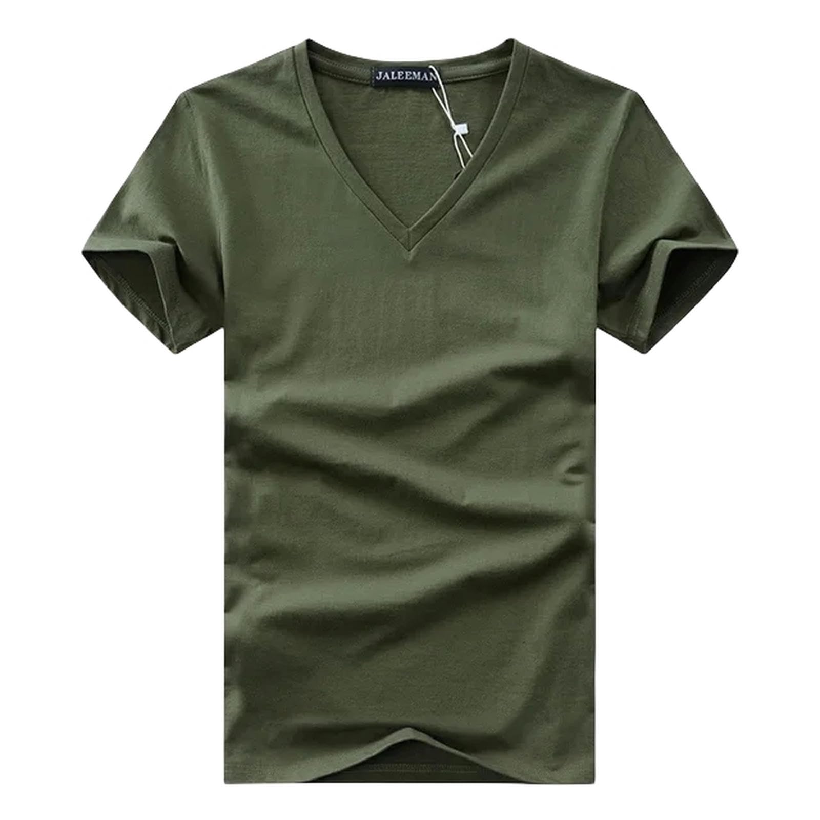 TEidea Męskie T-shirty T Shirt Męskie Topy Dekolt W Serek Krótki Rękaw Slim Fit Casual Plus Size Camisetas, R, L