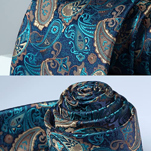 Image of HISDERN Ties for Men Paisley Tie and Pocket Square Woven Classic Floral Mens Ties Handkerchief Set Wedding Party Necktie