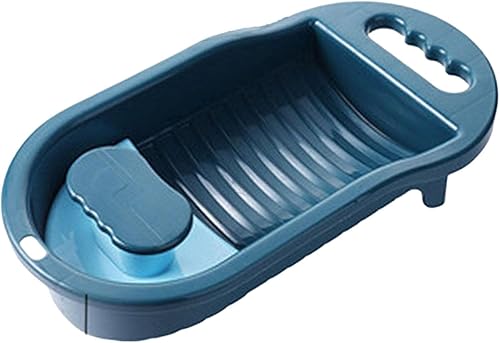 Baoblaze Tabla de lavar para lavandería lavar a mano para lavar a mano ropa y ropa pequeña de plástico no lavar con dispensador de jabón color azul