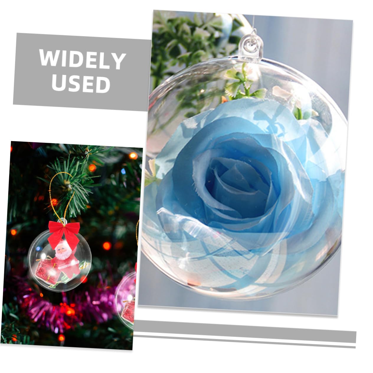 TOPBATHY 18piezas Bolas de Navidad Transparentes Bolas Rellenables Vacías para Decorar el Árbol de Navidad Accesorios Navideños DIY