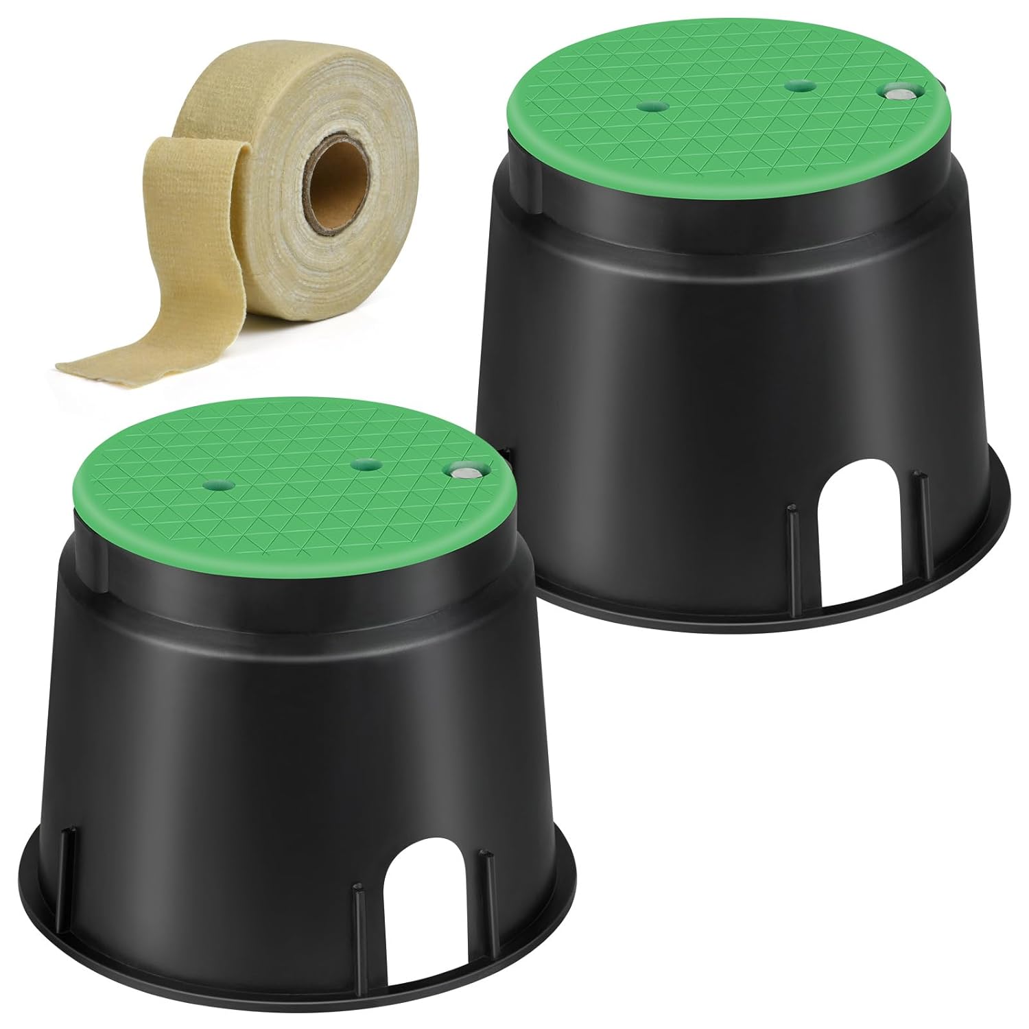 Multi-purposed Electrical Splice Box,Ground Observation Well Underground Junction Box Valve Box and Cover for Outdoor Electrical Wiring Splices (6pcs 6inch with 33ft Rust Resistant Tape)