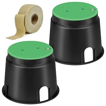 Multi-purposed Electrical Splice Box,Ground Observation Well Underground Junction Box Valve Box and Cover for Outdoor Electrical Wiring Splices 2pcs 10inch with 10ft Rust Resistant Tape