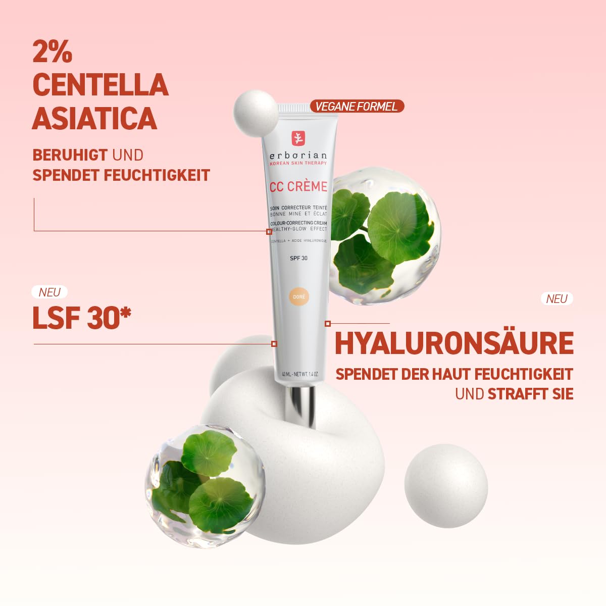 Erborian - Set mit 2 Produkten: 1 CC Cream mit Centella Asiatica - 15 ml - Clair + 1 CC Red Correct mit Centella Asiatica - 15 ml - Koreanische Kosmetik