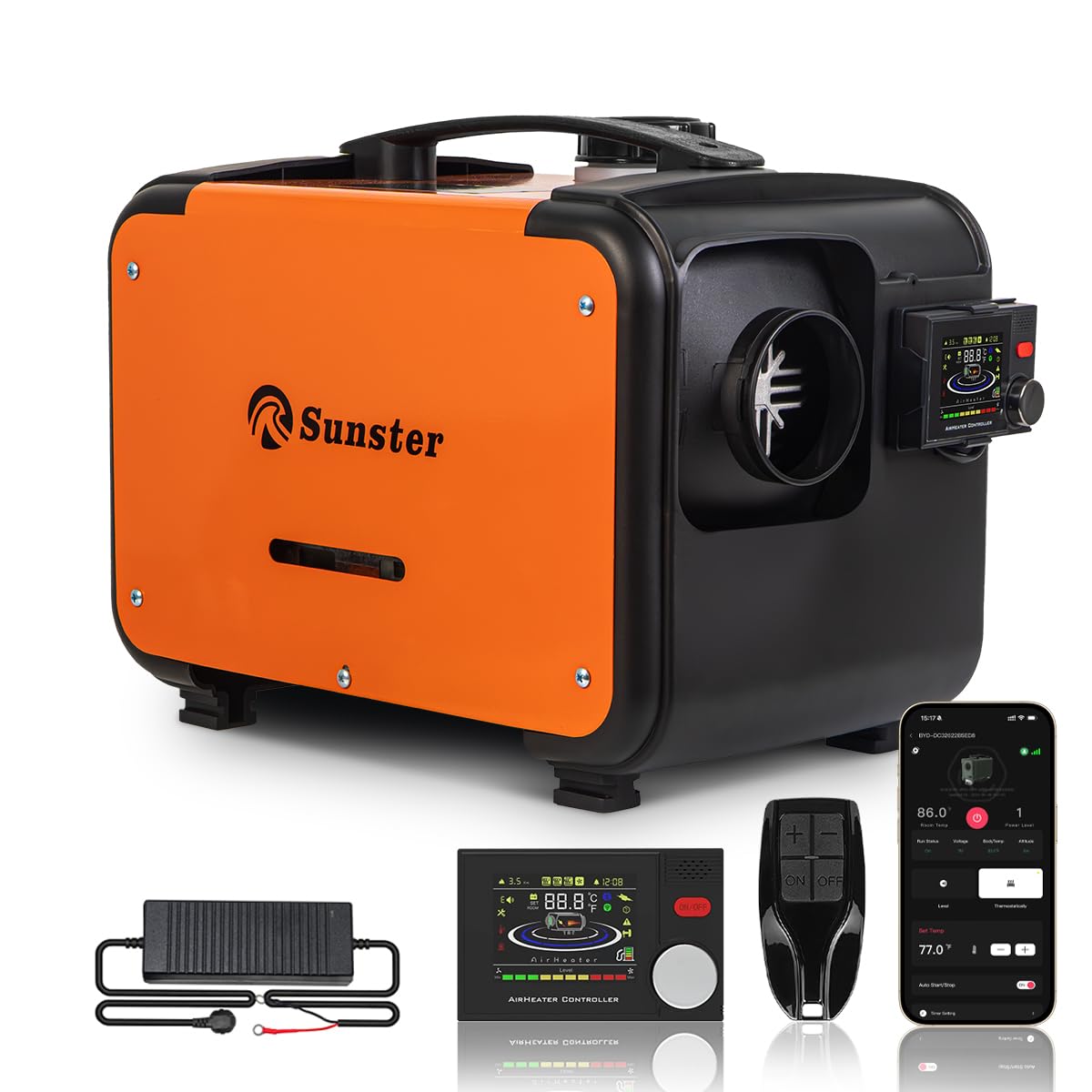 Diesel Air Heater 8KW, All in One 12V&24V&110-240V LCD Panel, APP Control, Night Parking Heater w/Auto Start-Stop & Ventilation Function, for Campervan RV Bus Car Trailer Garden Tents