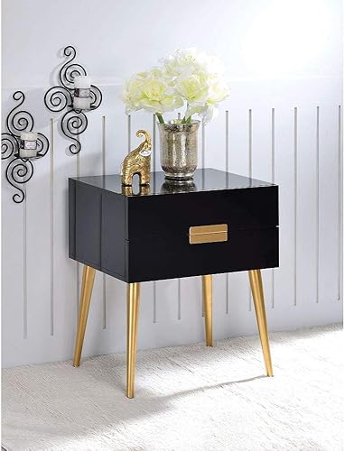 Acme Denvor Night Table in Black Gold 84495