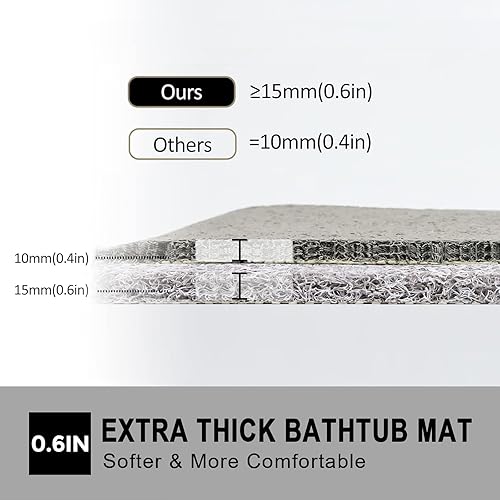 Miniatura 5 de Alfombrilla de bañera antideslizante, alfombrilla de baño antideslizante de 1.5 cm de grosor extra, alfombrilla de ducha antideslizante de secado