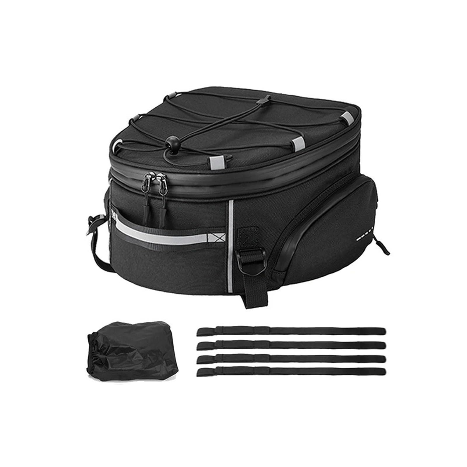 Bolsa De Moto Bolsa Trasero para Motocicleta, Asiento De Doble Uso con Cubierta Impermeable para Lluvia Bolsas Extensibles Bolsa de Viaje para Moto(Black)