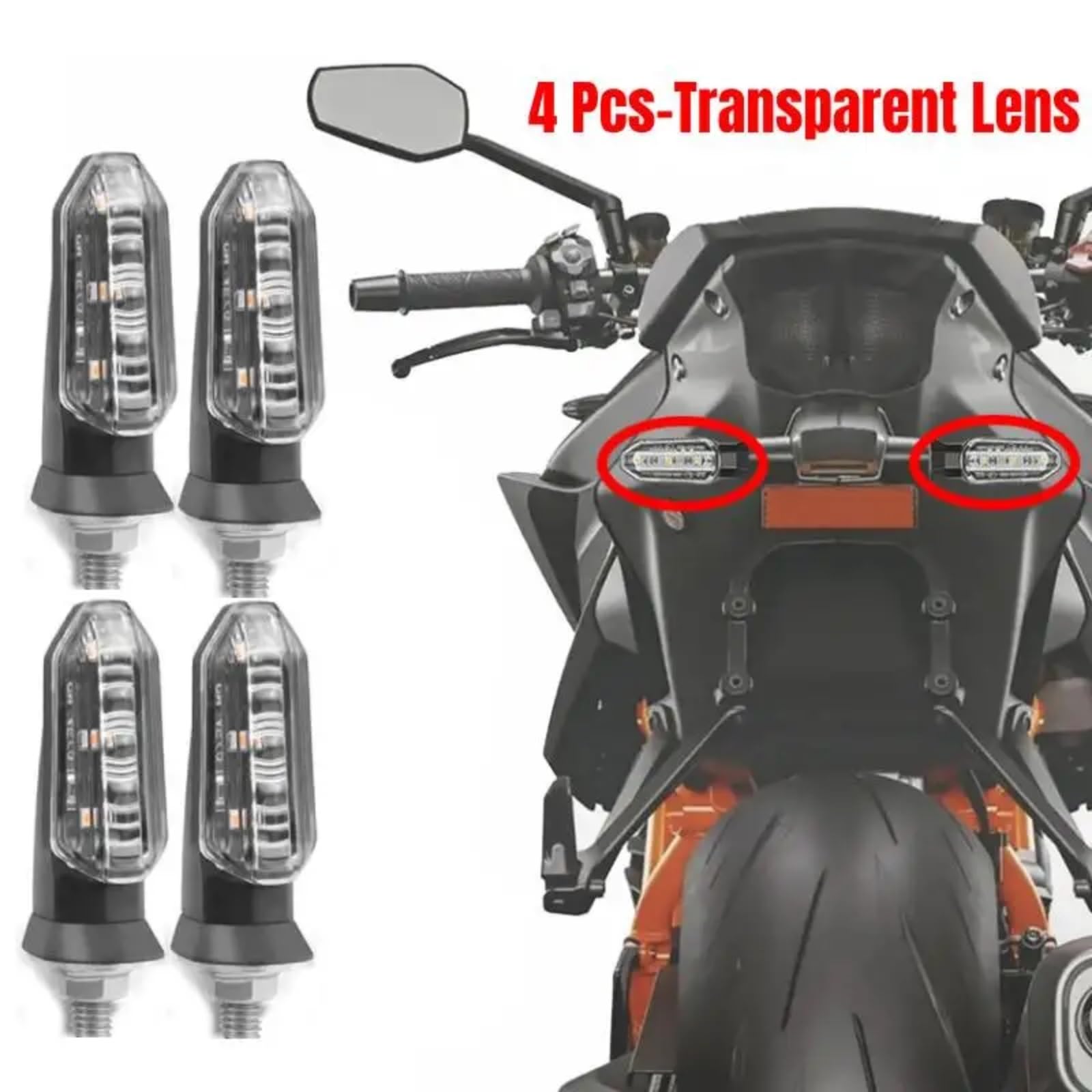 Per Z800 Per Z400 Per Z1000SX Per Z900RS ZZR600 Per Z250 Per EX250 EX300 2 Fili Indicatori Di Direzione Anteriori Posteriori Lampeggiatore Luci Di Guida 8mm(Clear,4pcs)