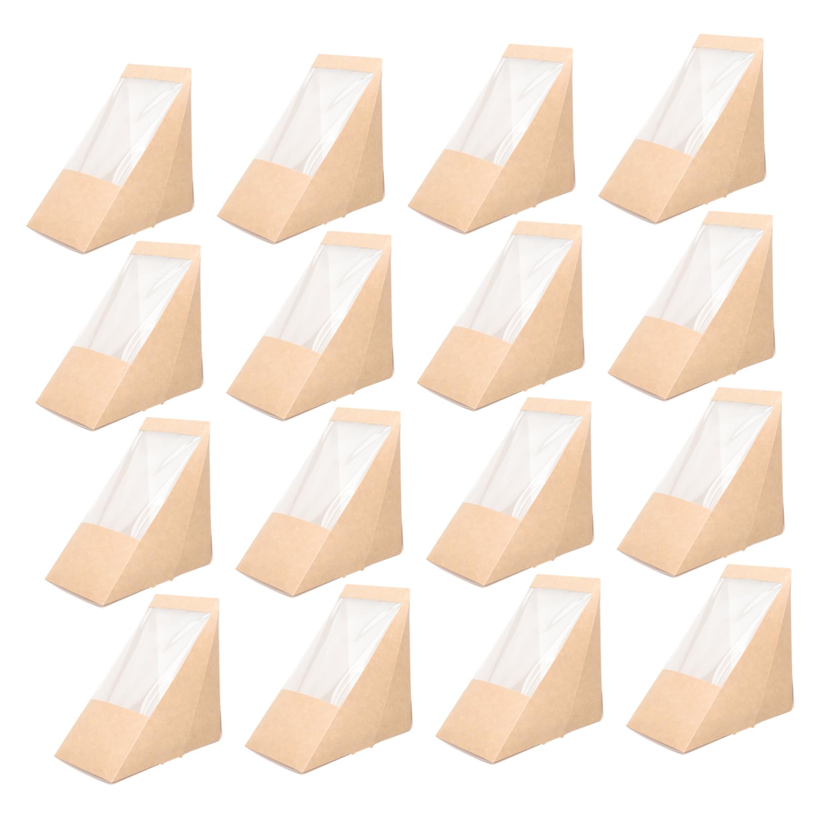 100pièces Boîtes Sandwich Triangulaires Papier Kraft Recyclé Lot De Boîtes à Sandwichs Portables Avec Fenêtre Transparente Adaptées Aux Desserts Et Collations Pour Bureau