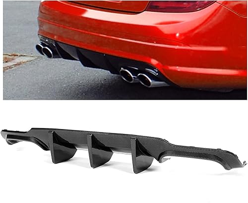 KUAFU Difusor trasero compatible con Mercedes Benz W204 Clase C C63 2 puertas y 4 puertas parachoques borde alerón divisor - Fibra de carbono color