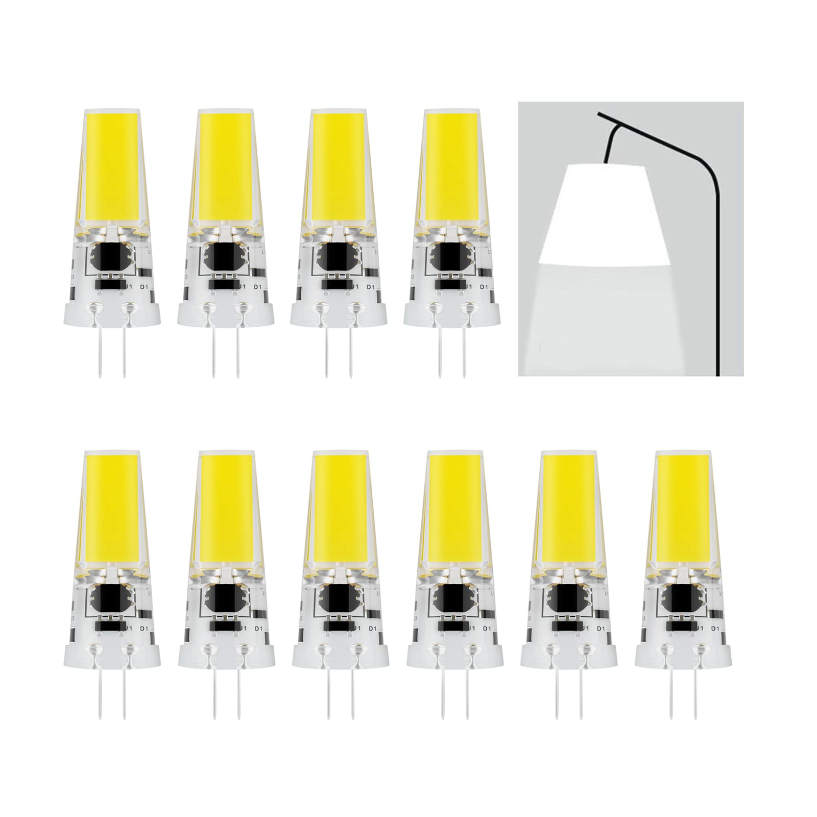 G4 LED Bulb, 5W G4 Bulb, 450 lumens, DC 12-24V, 360 ° Light Angle, dimmable LED G4 Bulb, Without Flash (Color : Bianco Freddo, Size : 10 Pack)