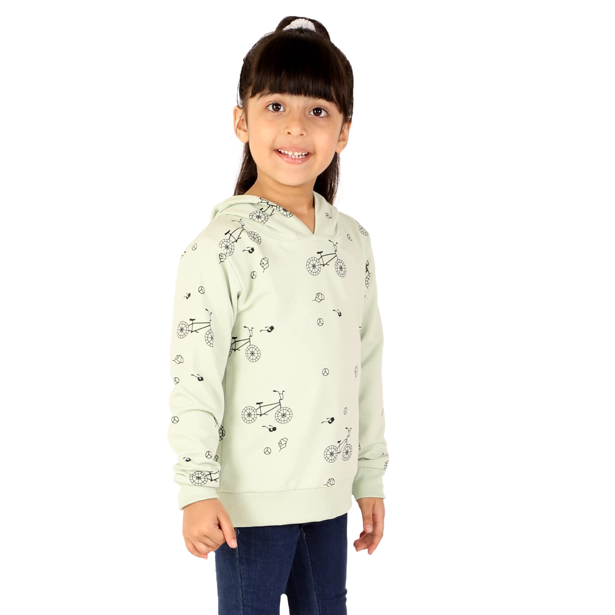 Onpoint Baby Girls Sea Salt Color Cotton Blend Hooded Neck Printed Full Sleeve Sweatshirt Hoodie-18(0 to 12 Month)