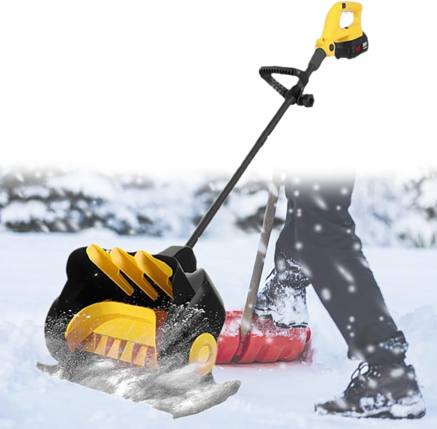 Cordless Snow Shovel, 21V | 41cm Cordless Snow Blower, Battery Snow Blower with Adjustable Front Handle (2 Battery & Quick Charger Included)