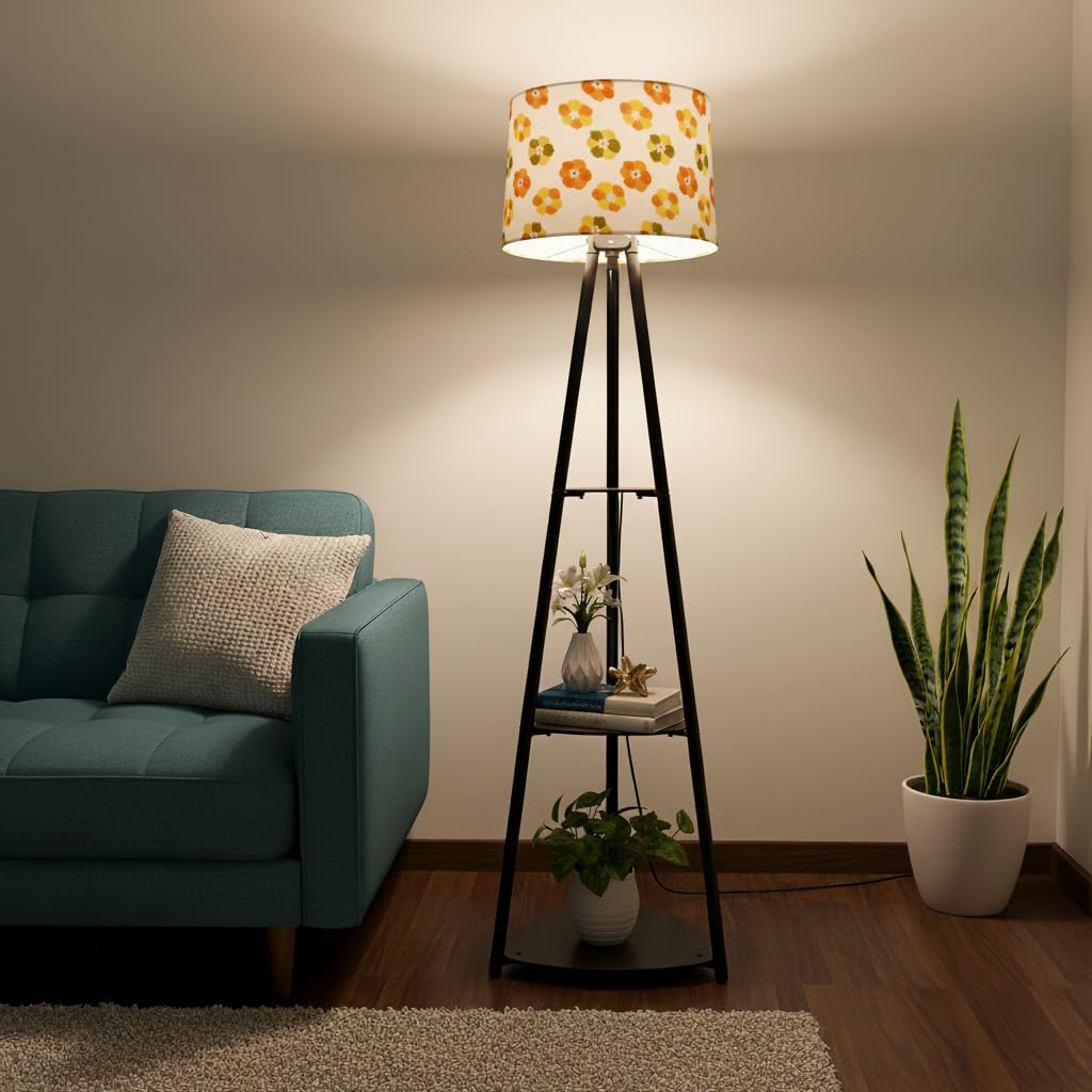 Tripod Floor Lamp with Shelves - Modern Home Decor -1 Tripod Floor Lamp with Shelves - Modern Home Decor -1