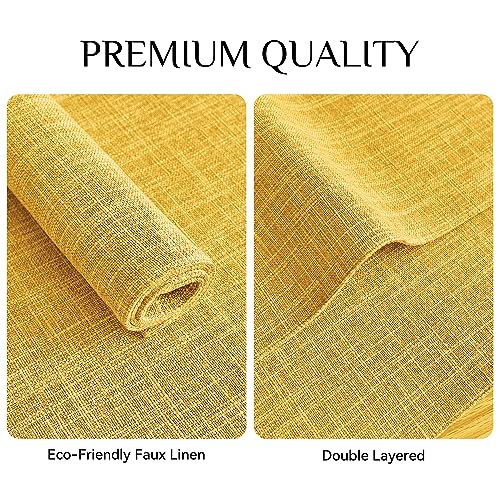 Softalker Faux Linen Cloth Placemats Set of 4-12 x 18 Inch, Mustard by Softalker - Used condition - Image 4