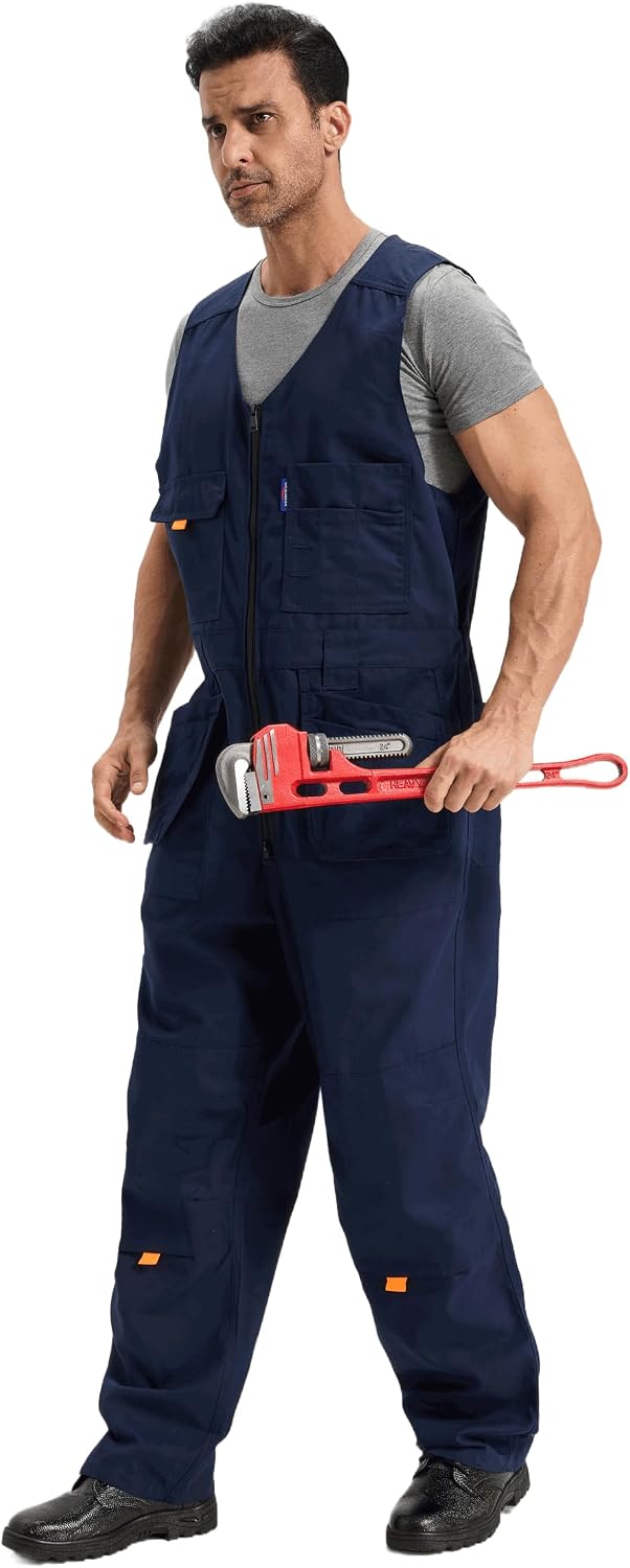 Sleeveless Work Coveralls for Men Mechanic Jumpsuit Overalls Pants