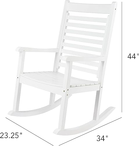 Miniatura 9 de Shine Company 4335WT Hampton - Mecedora de madera para patio al aire libre, color blanco