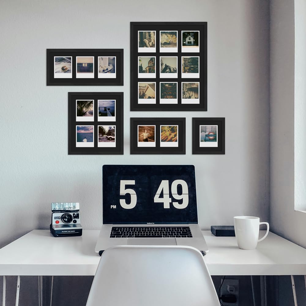 WANDStyle Cornice per Polaroid nero, per 3 fotos istantanea, in legno, in stile moderno, da appendere, Made in Germany - H950