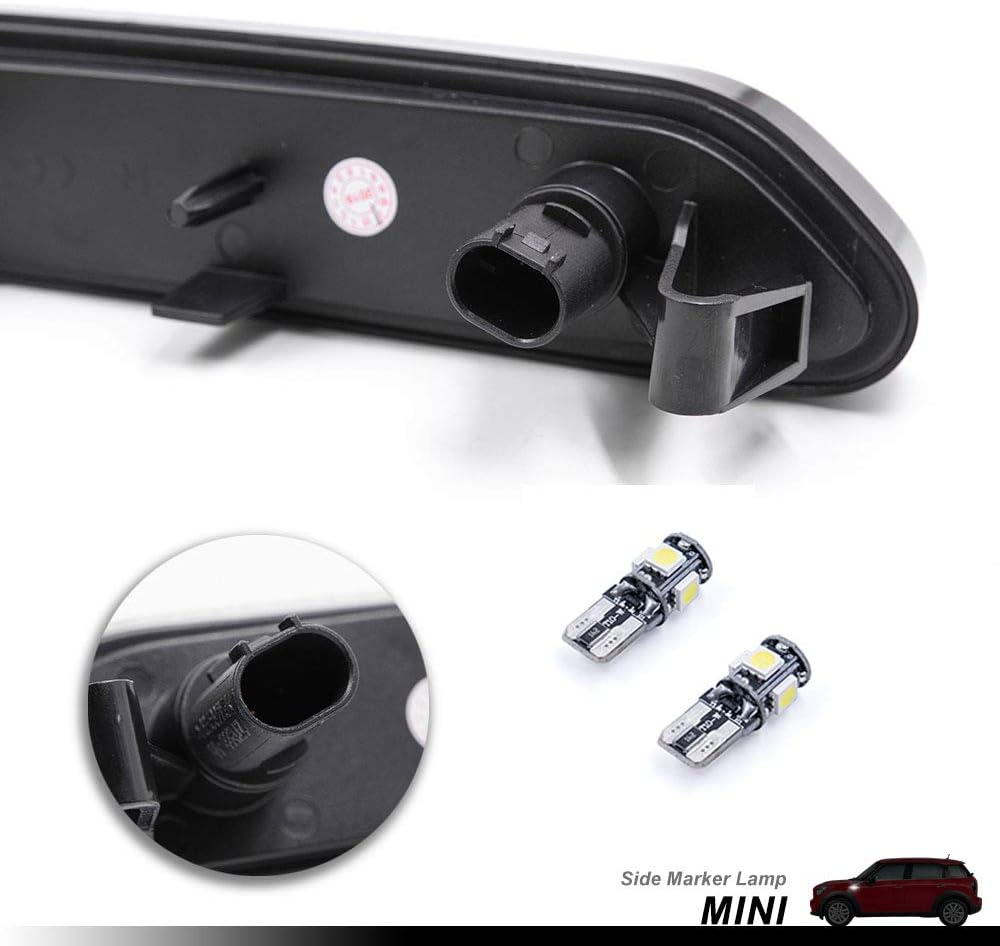 Smoke Lens OEM Fender Side Marker Light Housing for 2011-2016 Mini R60 R61 Turn Signal Lamp Covers With 2Pcs White T10 Led Light Bulbs