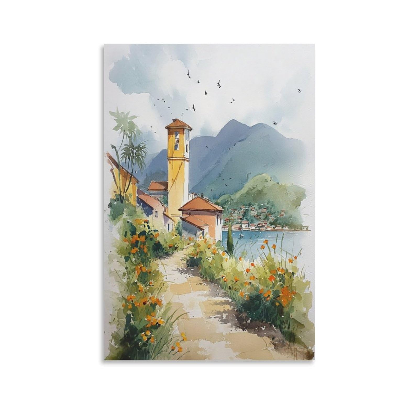 XWYMXZ Nicaragua Tree Watercolor 20x30inch(50x75cm) Vintage Travel Poster Watercolor Canvas Art