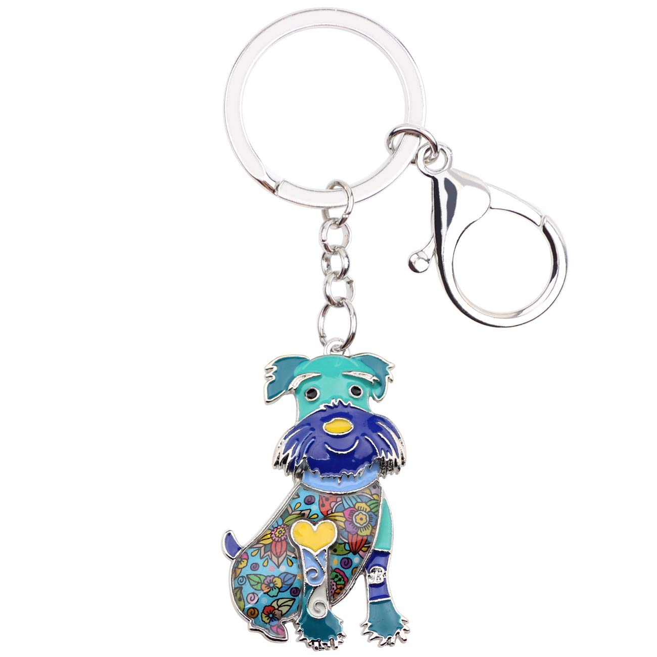 Doway Unisex Blue Schnauzer Cute Enamel Dog Keychain Keyring Pets Dog Keyrings For Women (Blue Schnauzer)