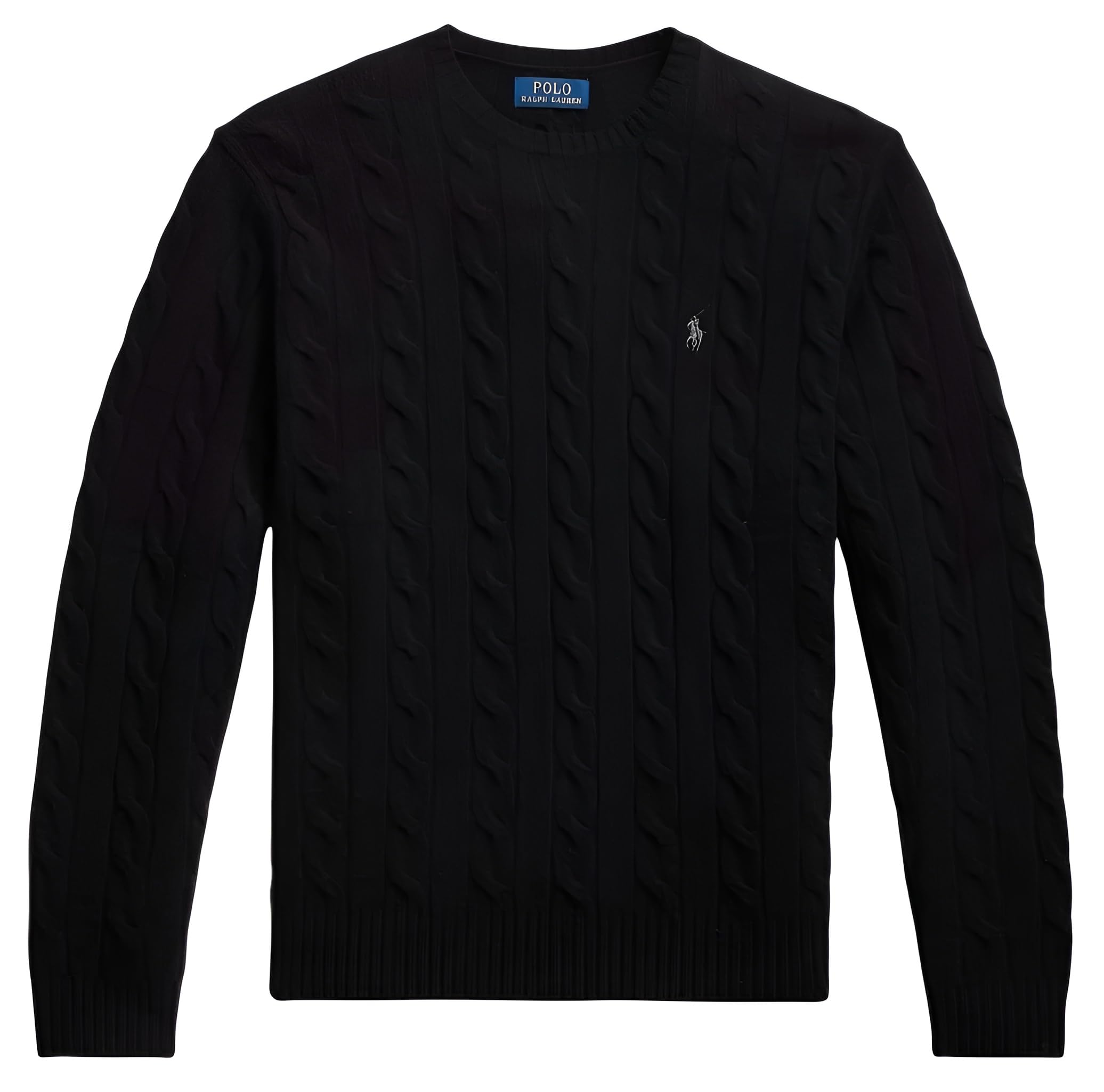 POLO RALPH LAUREN Wool Cashmere Cable Knit Jumper (UK, Alpha, M, Regular, Regular, Black)