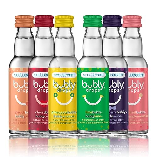 SodaStream - Bubly Fruit Drops for Sparkling Water | Natural Fruit Flavor | Zero Calories, No Sweeteners | Create Your Own Bubly with SodaStream | Variety Pack, Bubly Original, Pack of 6