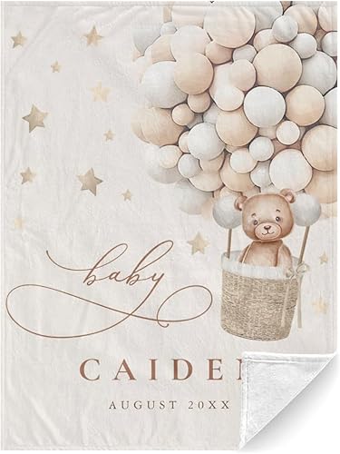 Manta de bebé personalizada con nombre, mantas personalizadas de oso para niñas, regalos para bebés, productos para bebés, mantas súper suaves para