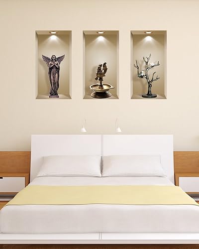 Miniatura 1 de Juego de 3 pegatinas de pared de arte 3D imagen extraíble decoración del hogar vinilo azulejos calcomanías mural