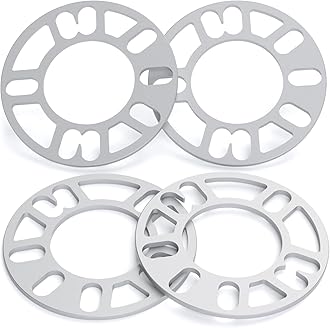 dynofit Universal 5mm Wheel Spacers for 98-120 Multiple Bolts Pattern, Pack of 4 Thin Aluminum Shims Hubcentric Spacer for 4 Lug and 5 Lug Wheels for Dodge Ford Je/ep Nissan Honda