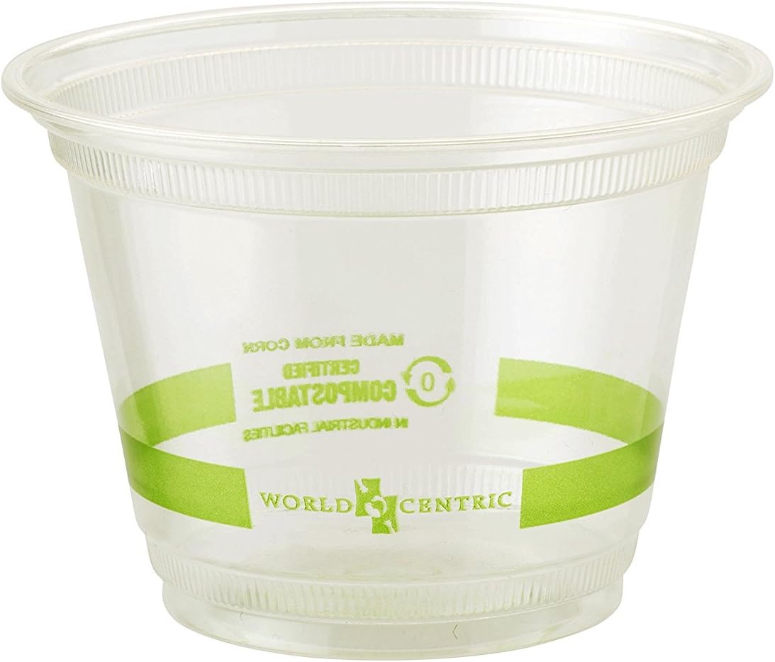World Centric CP-CS-9Q 100% Compostable Ingeo Squat Cold Cups, 9 oz., Clear (Pack of 1000)