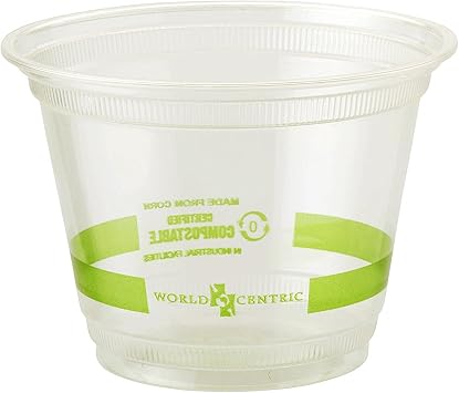 World Centric CP-CS-9Q 100% Compostable Ingeo Squat Cold Cups, 9 oz., Clear Pack of 1000