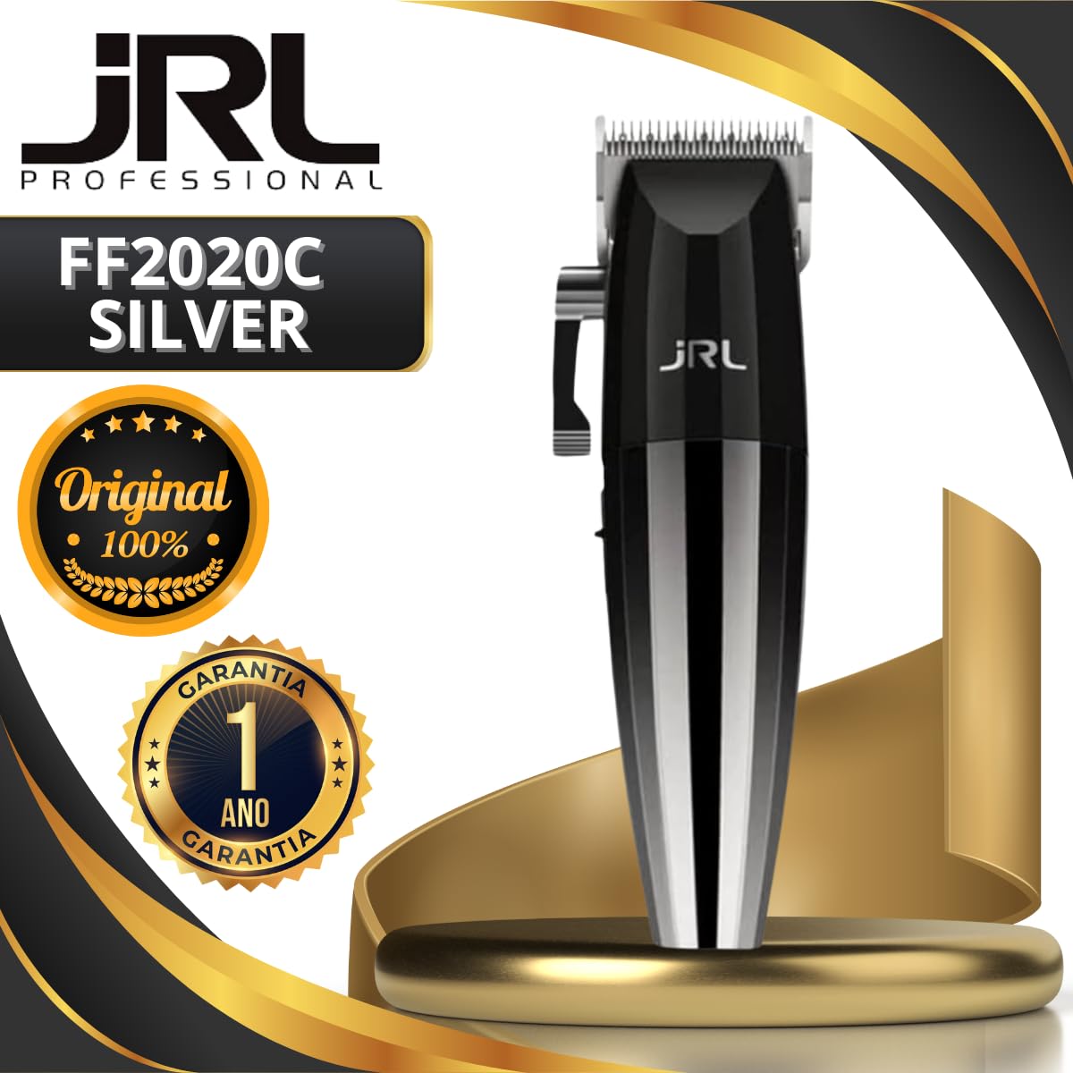 JRL Professional | FreshFade FF220C Silver | Cortapelos profesionales con tecnología Cool Blade Recargable, con pantalla LCD y a prueba de corrosión | (Plata)
