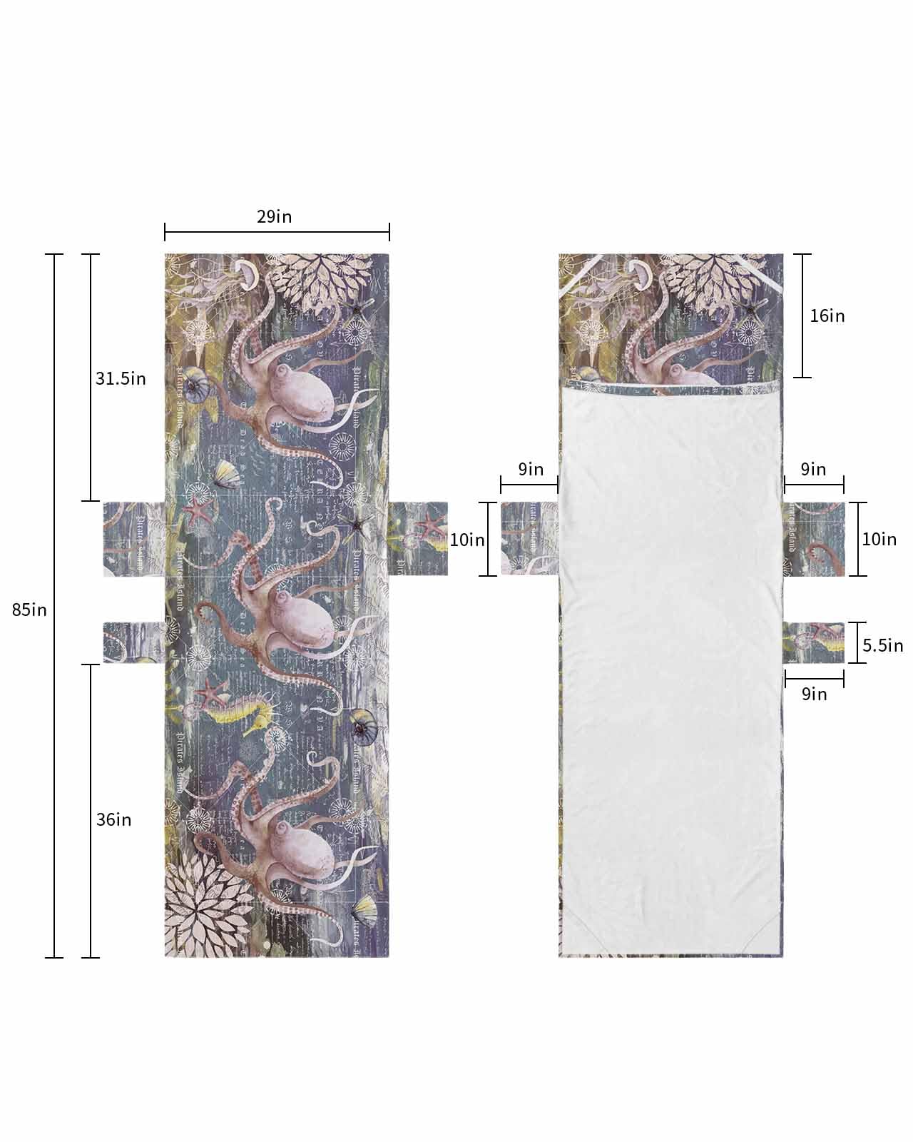 Coastal Octopus Beach Lounge Chair Towel Cover, Soft Chaise Lounge Towel with Side Pockets Patio Pool Chairs Cover for Beach/Pool Sunbathing 29x85 Nautical Ocan Summer Beach Seaside