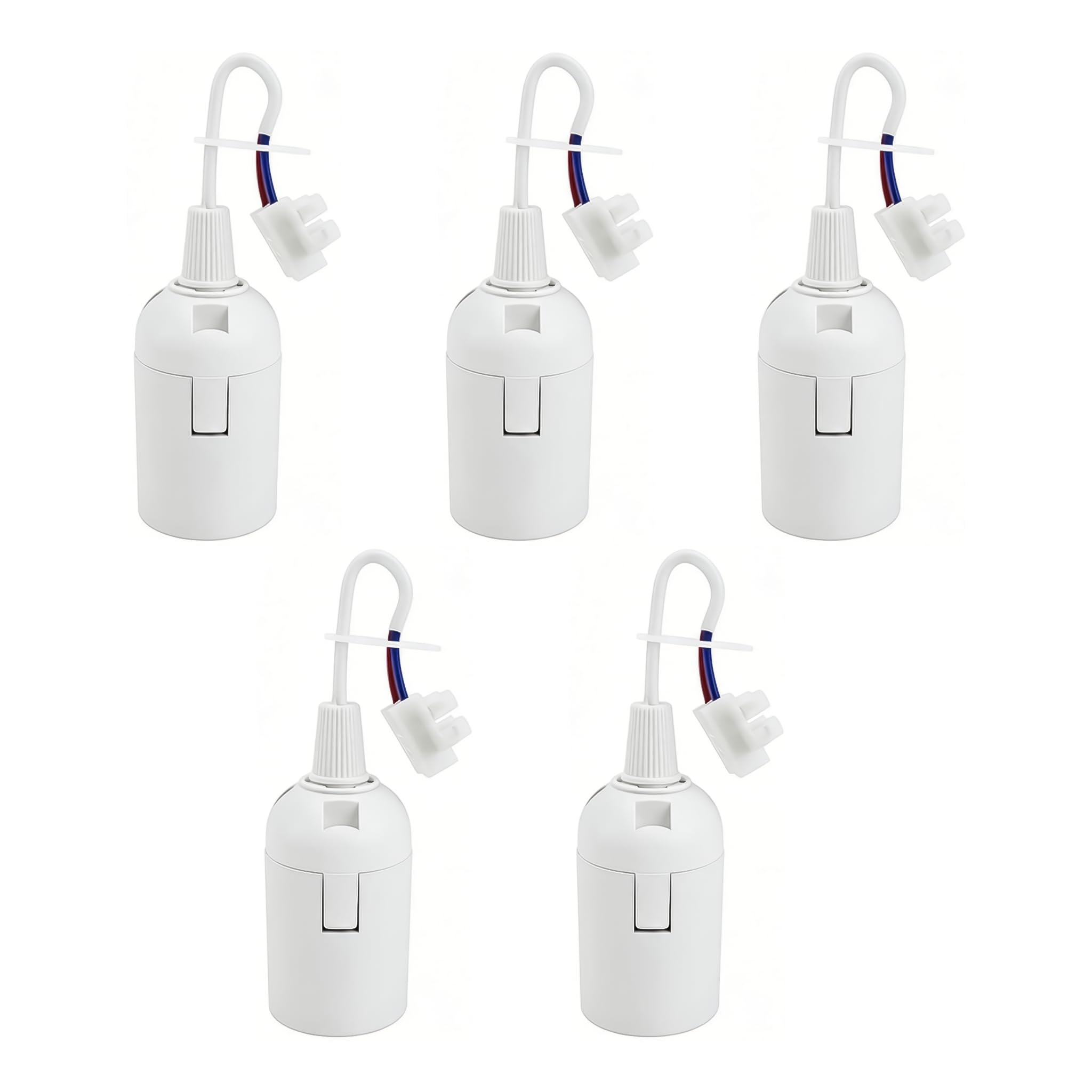 5 Stück E27-Fassungen, E27-Lampenfassung mit Kabel und Sockelklemme für Halogenlampen und Energiesparlampe, Lampenfassung mit Spannungsprüfkabel, Lampensockel für die Installation