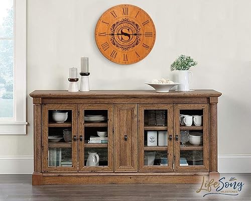 Miniatura 8 de LifeSong Milestones Reloj de pared de cerezo, personalizado con números romanos, funciona con pilas, 12 x 12 x 1.5 pulgadas