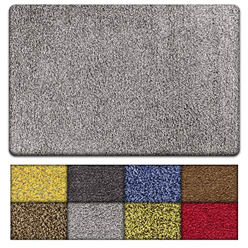 kaluns door mat, front doormat, super absorbent mud mats, doormats for entrance way, entry rug, non slip pvc waterproof backing, shoe mat for entryway, machine washable (18x28 gray)