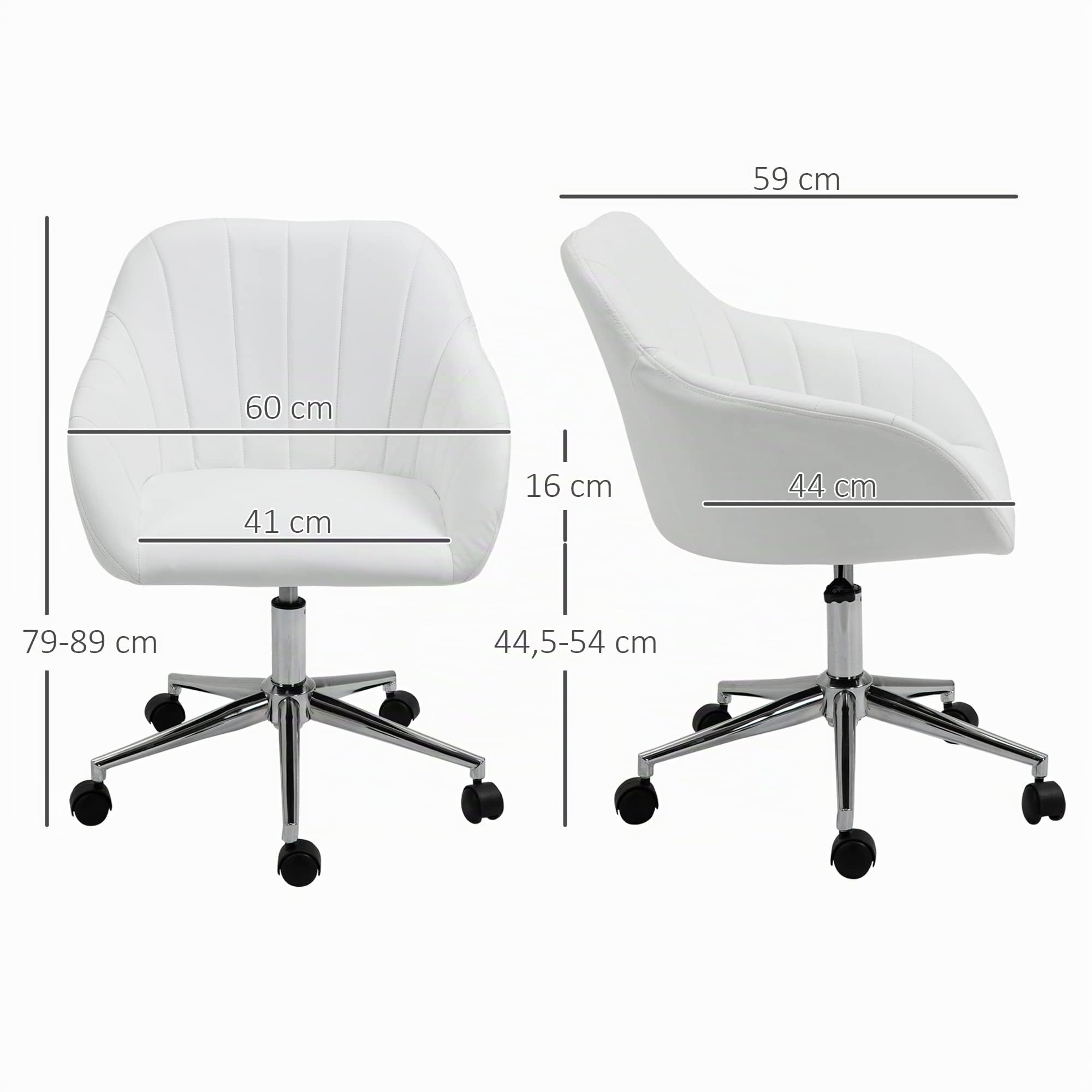 Vinsetto Silla de Oficina Ergonómica Silla Escritorio 60x59x79-89 cm Blanco