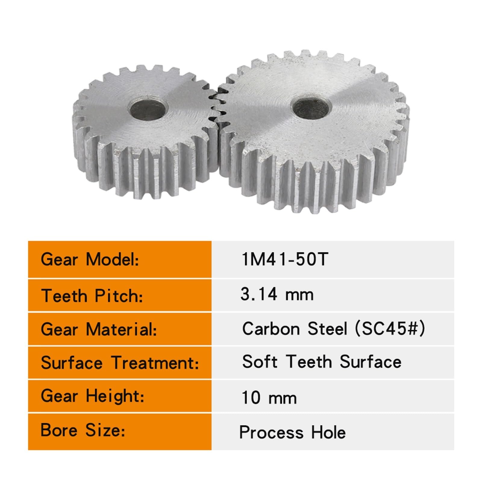 Bevel Gear Pinion Hardware Mechanical 1pcs Spur Gear 1M-41/42/43/44/45/46/47/48/49/50T Carbon Steel Cylindrical Gear for Transmission Parts(1M47T - Bore 8 mm)